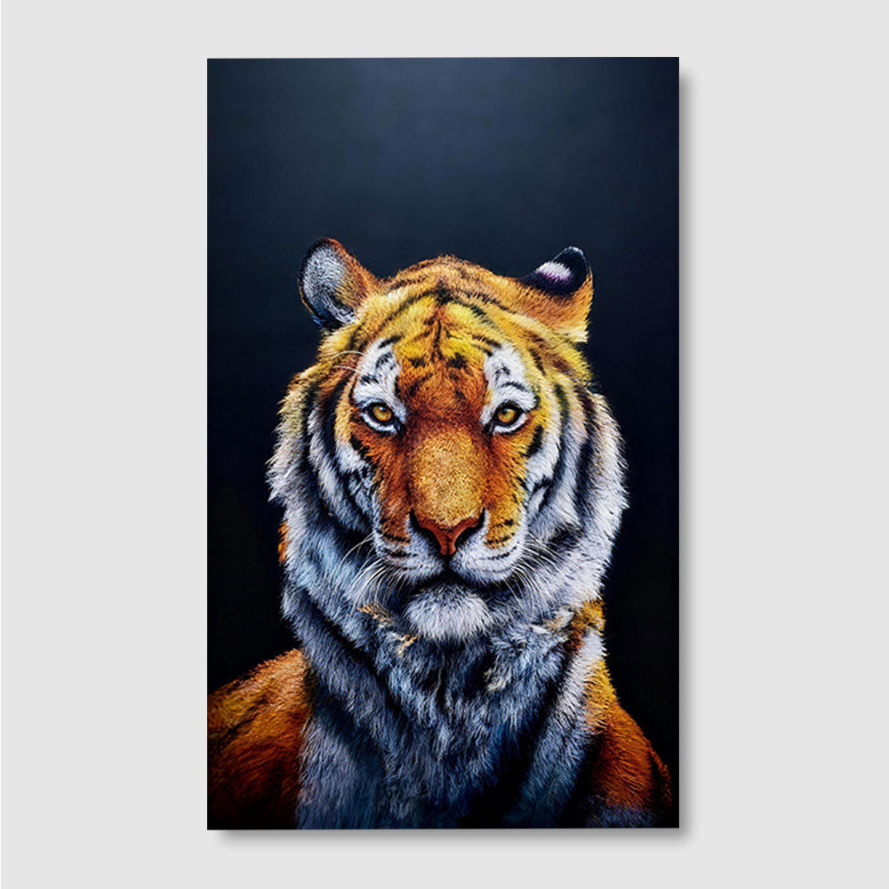 Tiger in the Dark canvas wall art, front product mockup on a light background.