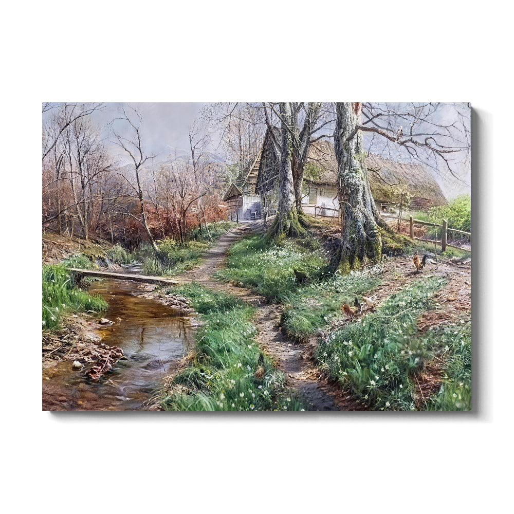 Early Spring Creek canvas wall art, front product mockup on a light background.