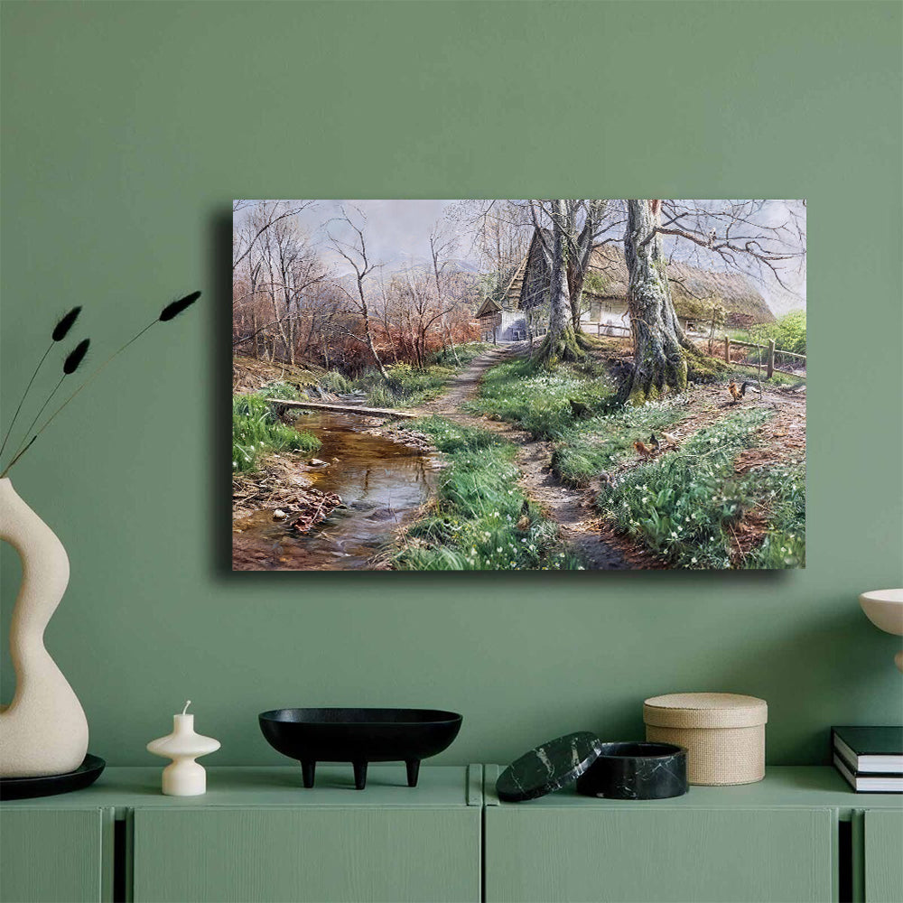 Early Spring Creek canvas wall art, styled room mockup 3.