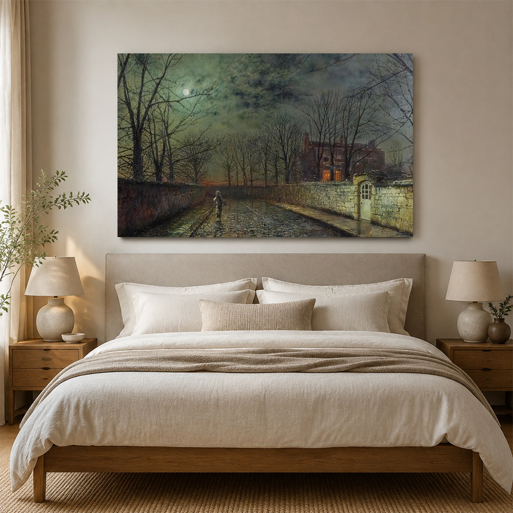 Moonlit Garden Wall canvas wall art, styled room mockup 2.