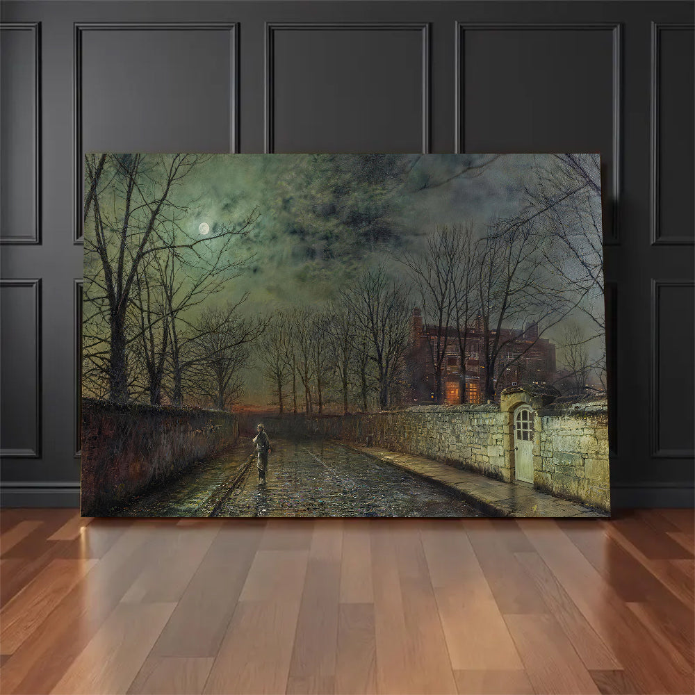Moonlit Garden Wall canvas wall art, styled room mockup 3.
