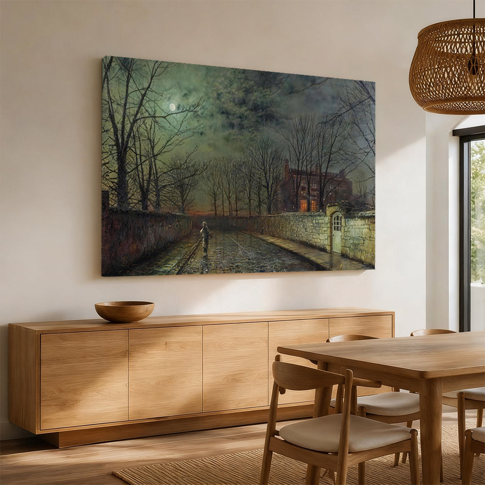 Moonlit Garden Wall canvas wall art, styled room mockup 4.