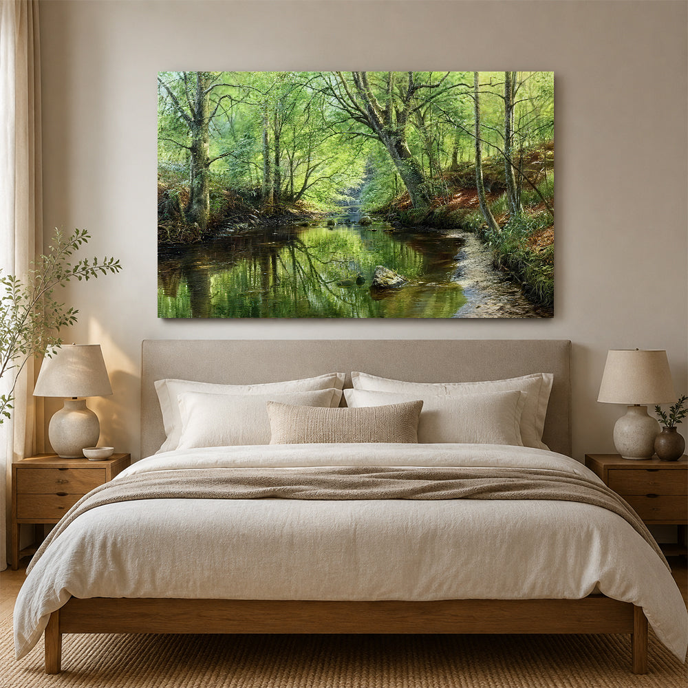 Green River Canopy canvas wall art, styled room mockup 4.