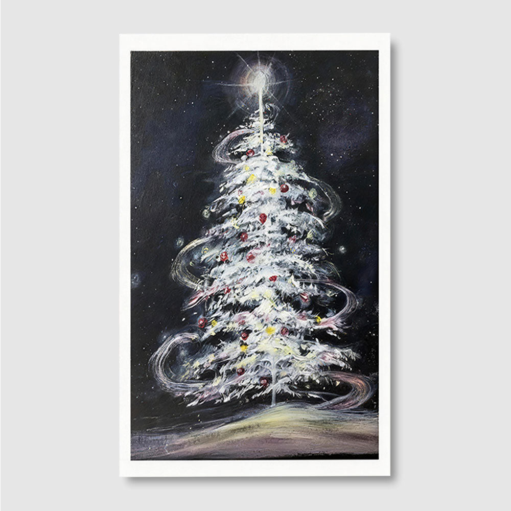 Silver Tree in the Night canvas wall art, front product mockup on a light background.