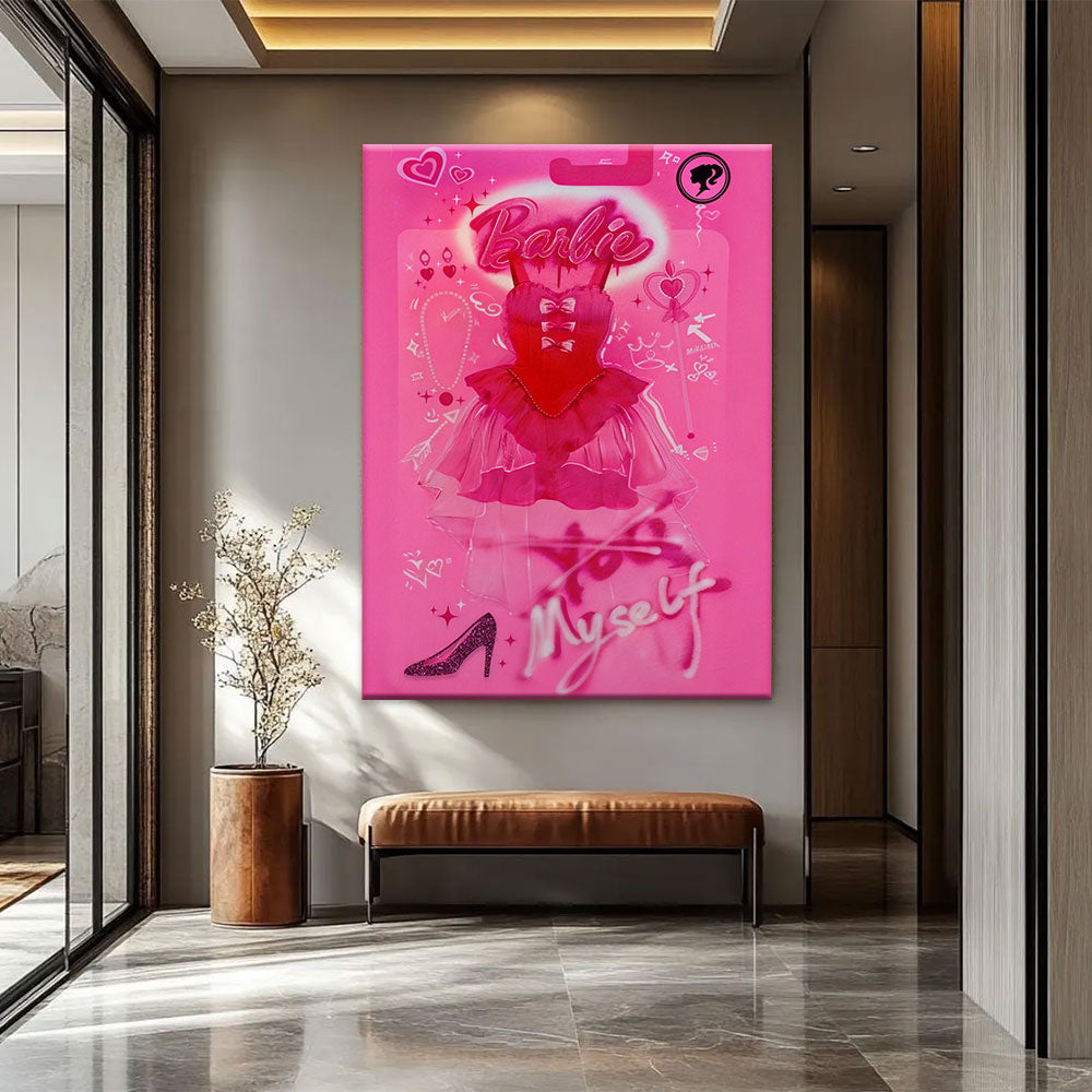 Pink Fashion Collage canvas wall art, styled room mockup 4.