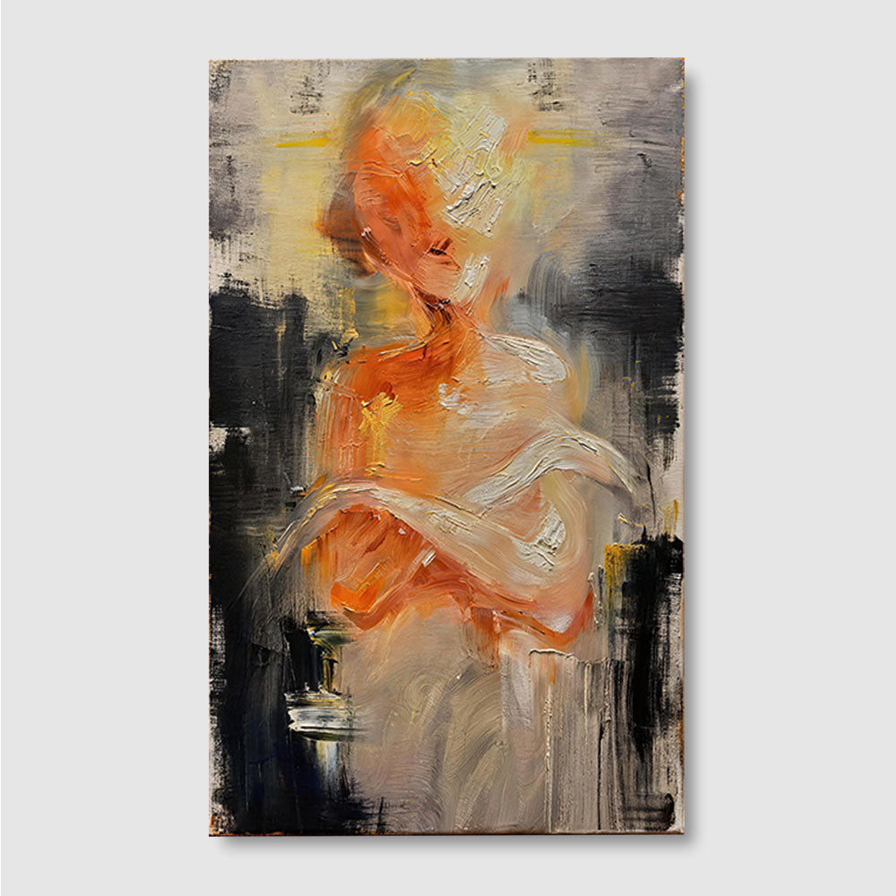Amber and Cream Figure Study canvas wall art, front product mockup on a light background.