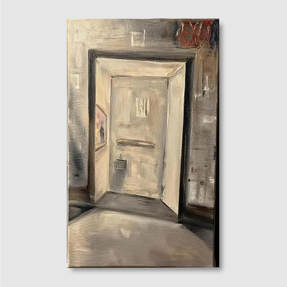 Doorway in Soft Neutral Light canvas wall art, front product mockup on a light background.