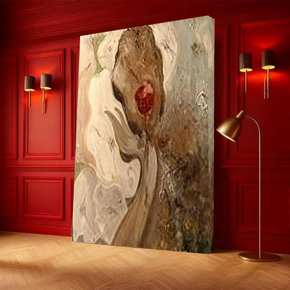 Cream and Earth Floral Forms canvas wall art, styled room mockup 2.