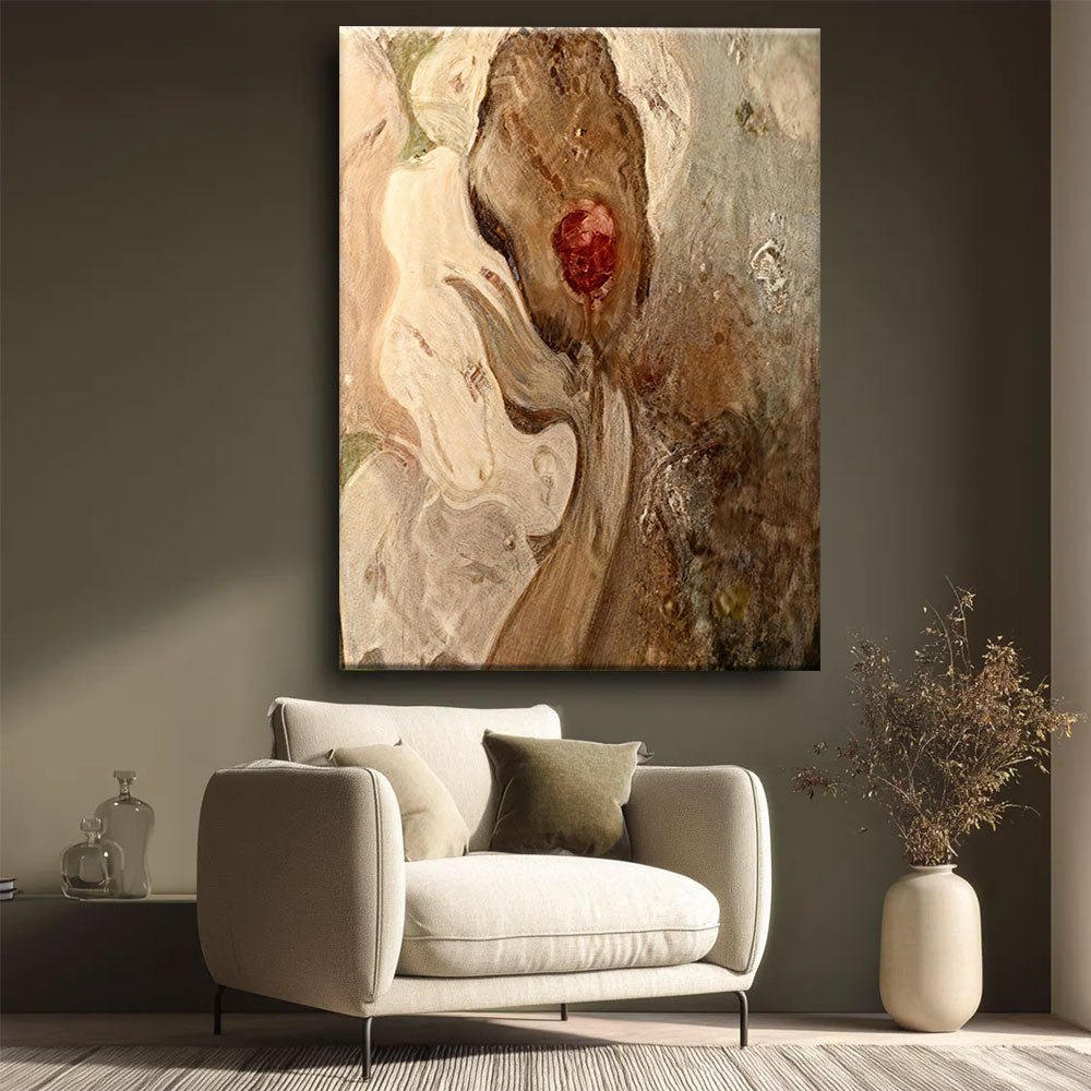 Cream and Earth Floral Forms canvas wall art, styled room mockup 4.