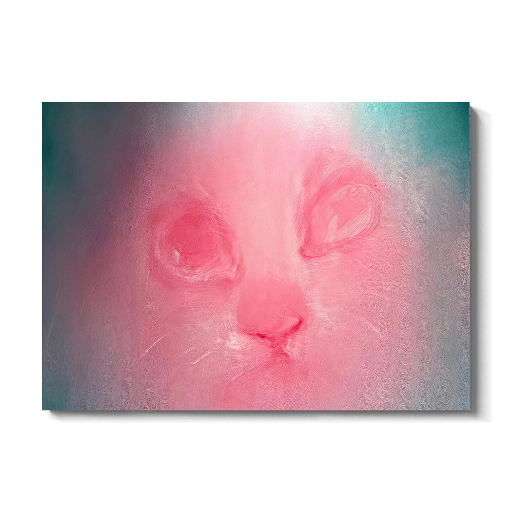 Rose Glow Cat Portrait canvas wall art, front product mockup on a light background.