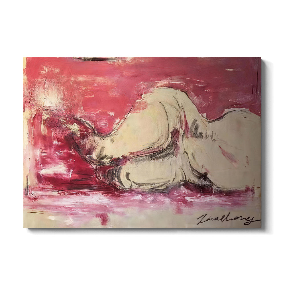 Resting Animal on Rose Ground canvas wall art, front product mockup on a light background.