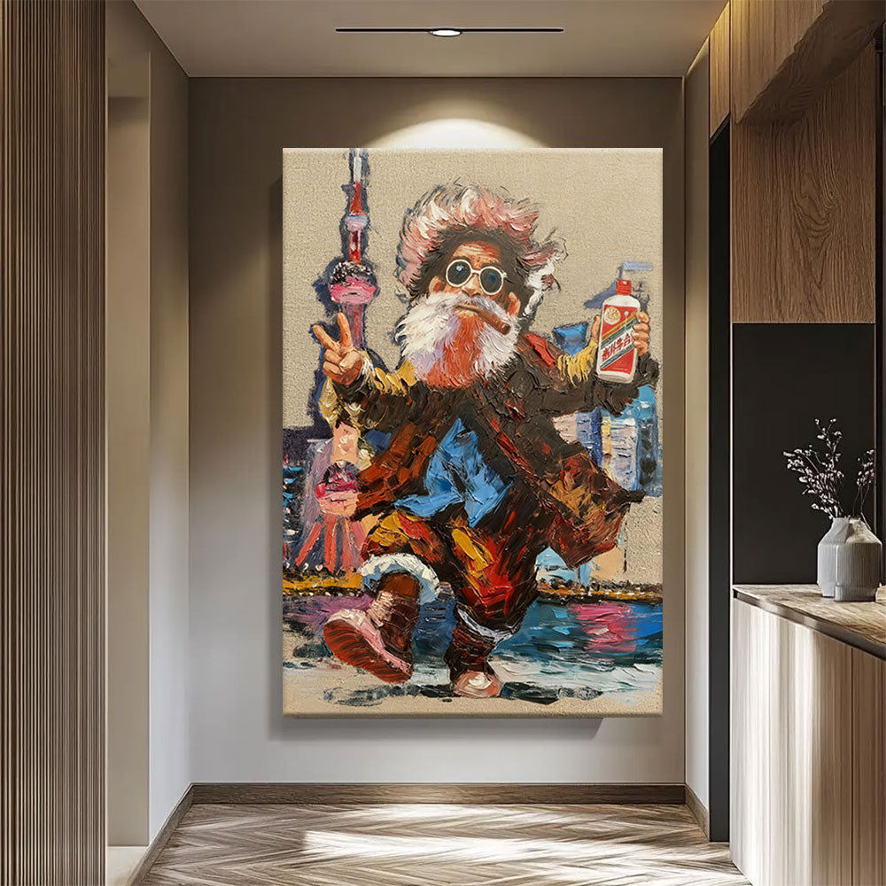 Playful Character in Bright Color canvas wall art, styled room mockup 3.