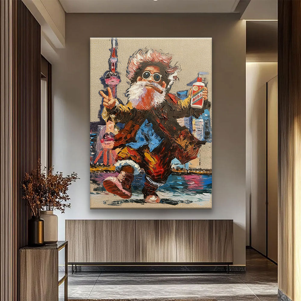 Playful Character in Bright Color canvas wall art, styled room mockup 4.