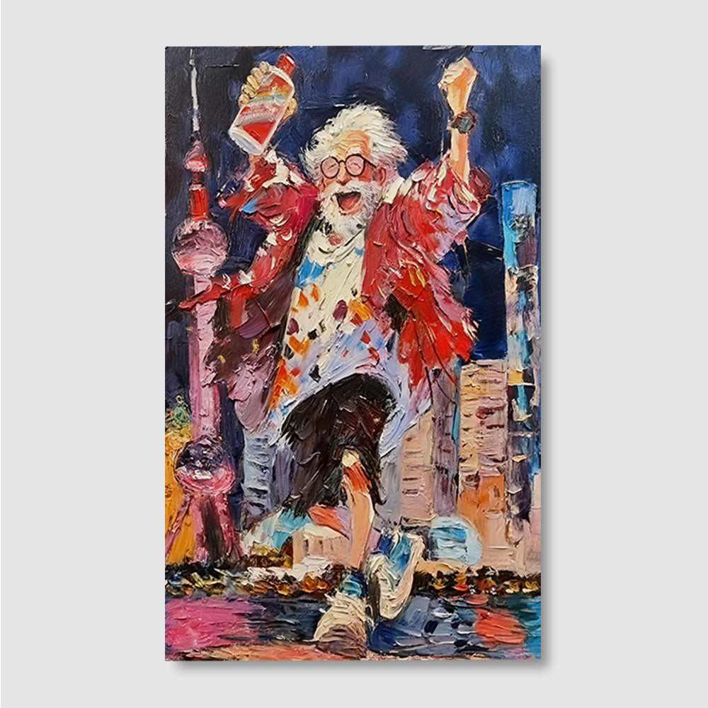 City Character in a Red Jacket canvas wall art, front product mockup on a light background.