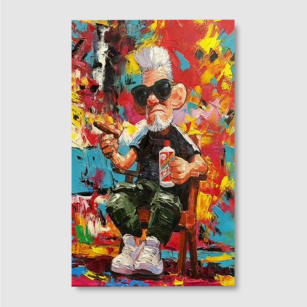 Sunglasses and Colorful Collage canvas wall art, front product mockup on a light background.