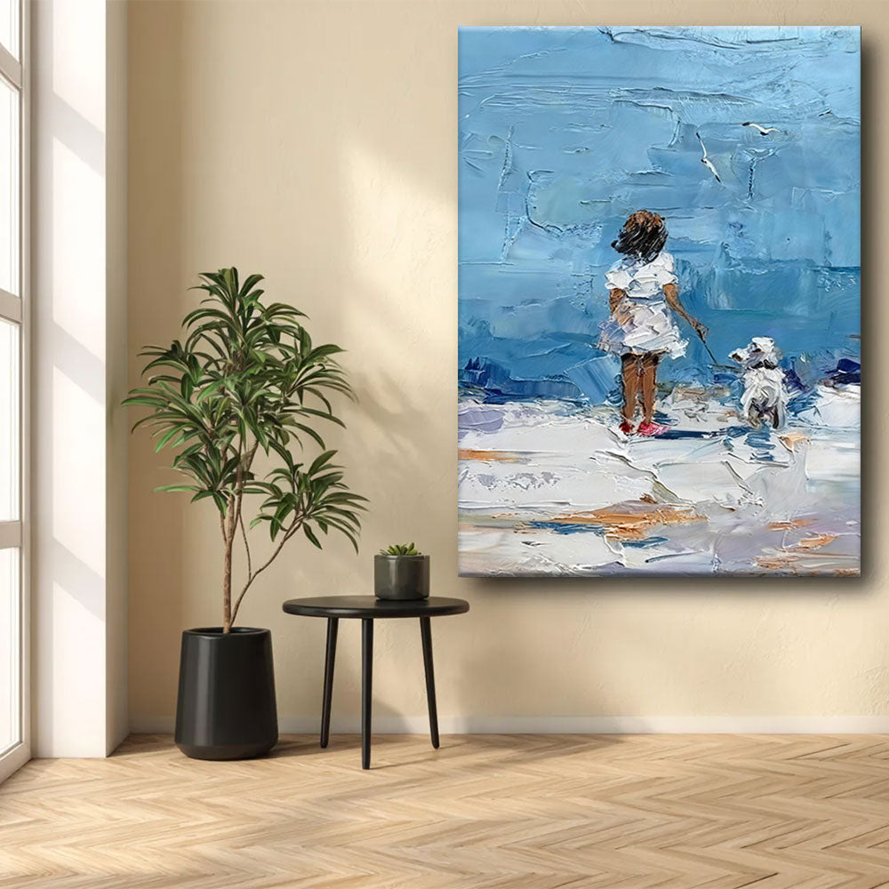 Walking by the Blue Sea canvas wall art, styled room mockup 2.