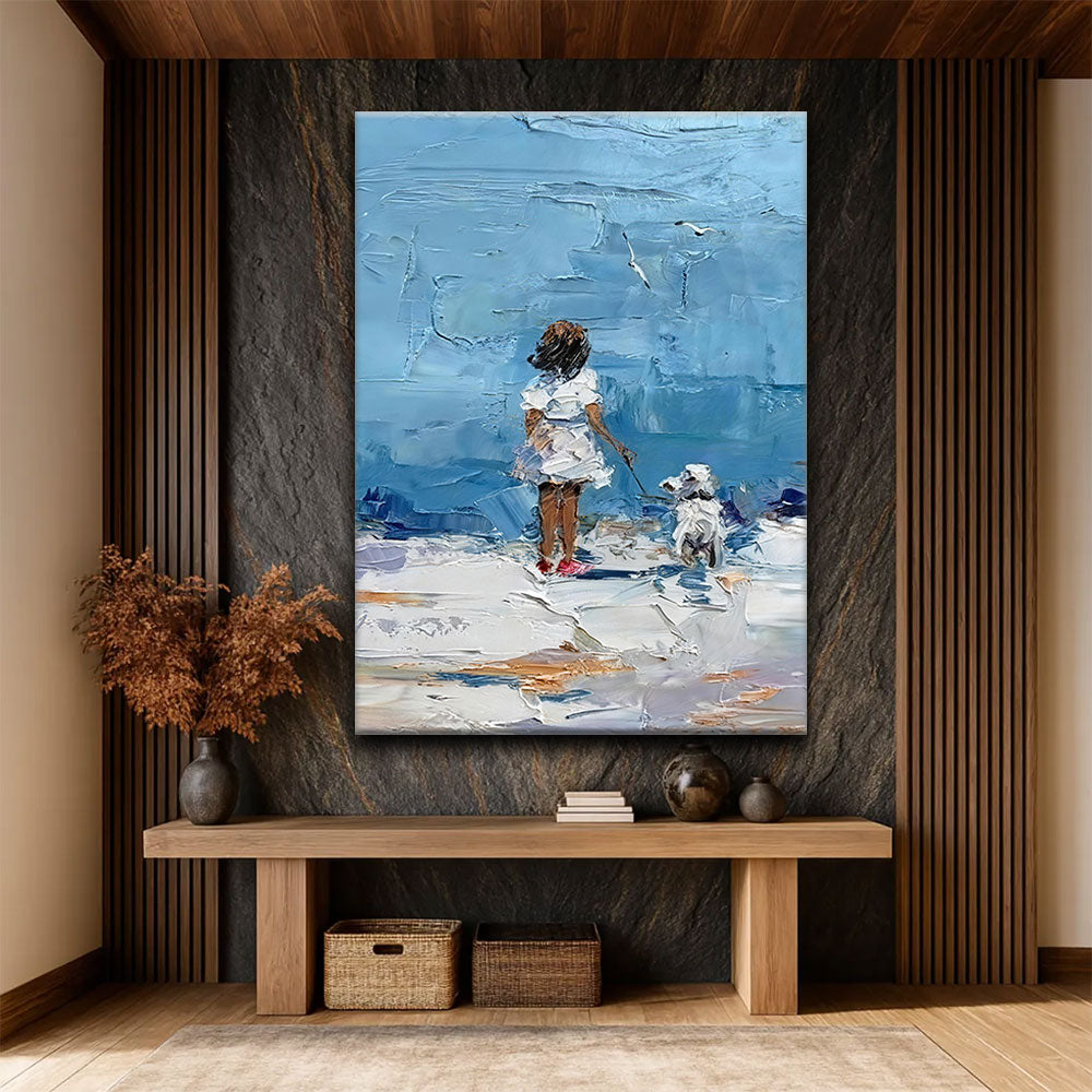 Walking by the Blue Sea canvas wall art, styled room mockup 3.