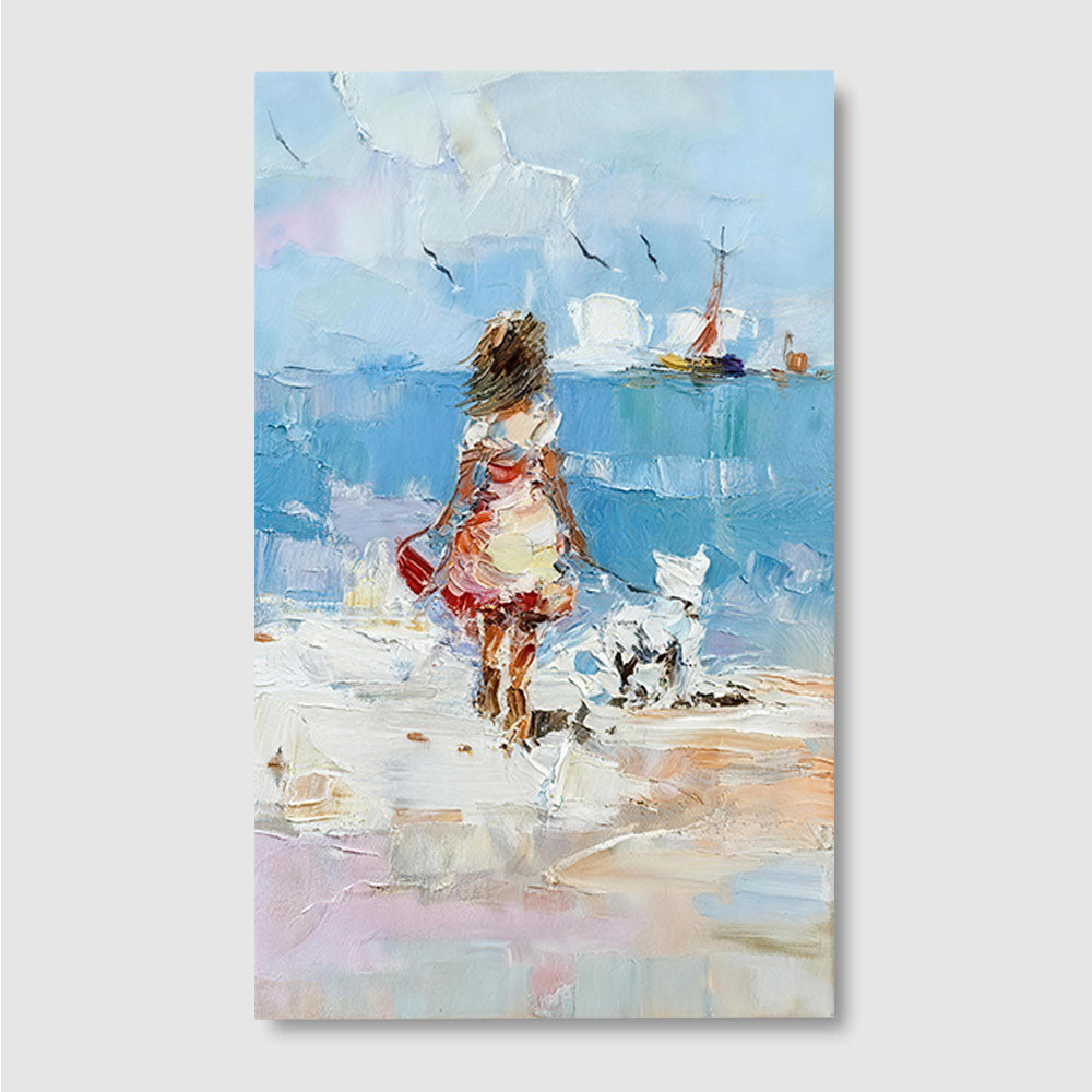 Shoreline Stroll in Summer Color canvas wall art, front product mockup on a light background.