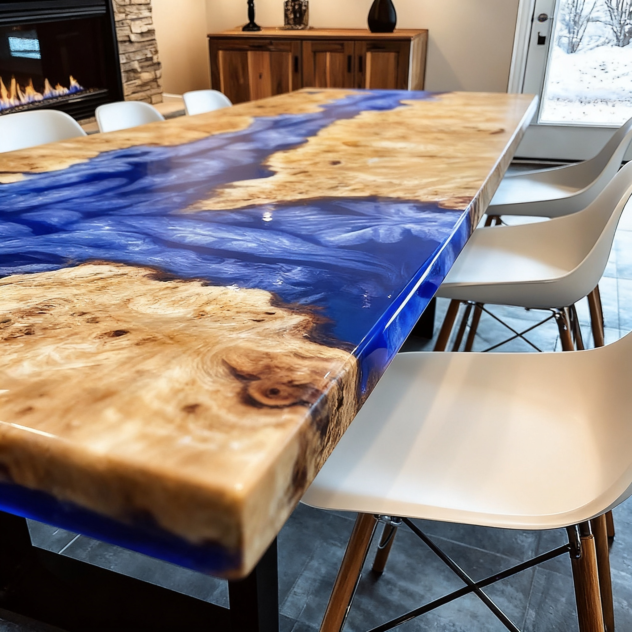 Custom Poplar River Epoxy Dining Table