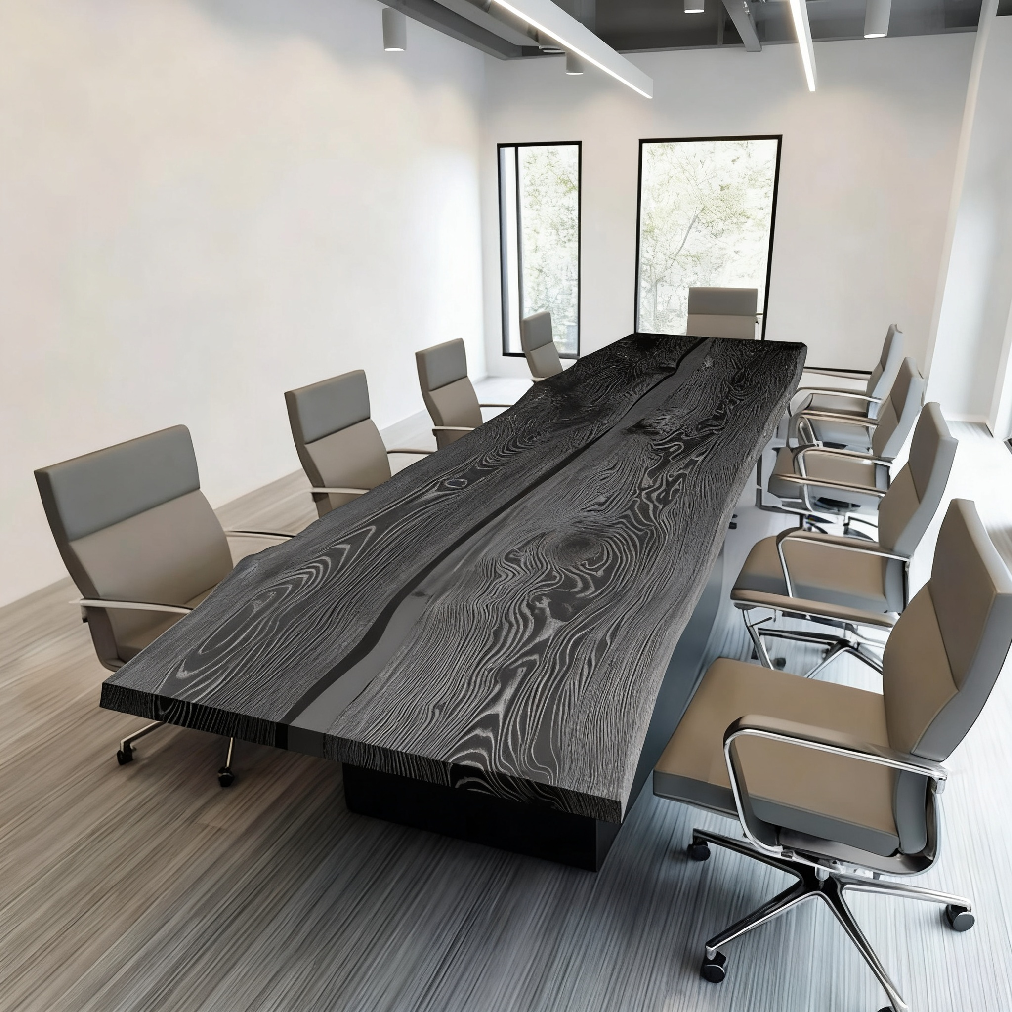 Custom Ash Wood Live Edge Epoxy Conference Table