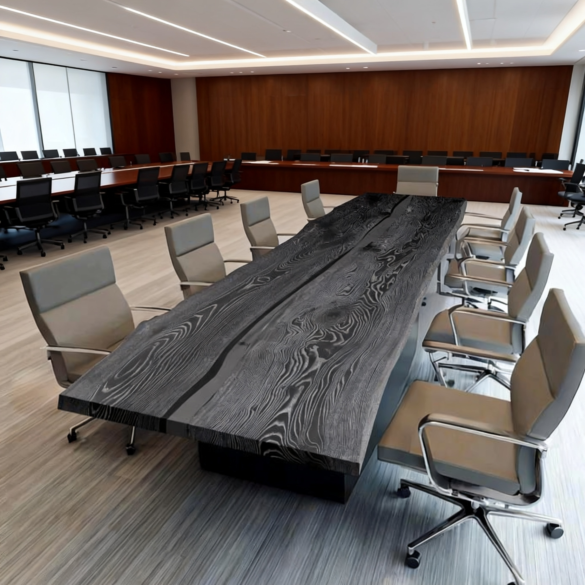 Custom Ash Wood Live Edge Epoxy Conference Table