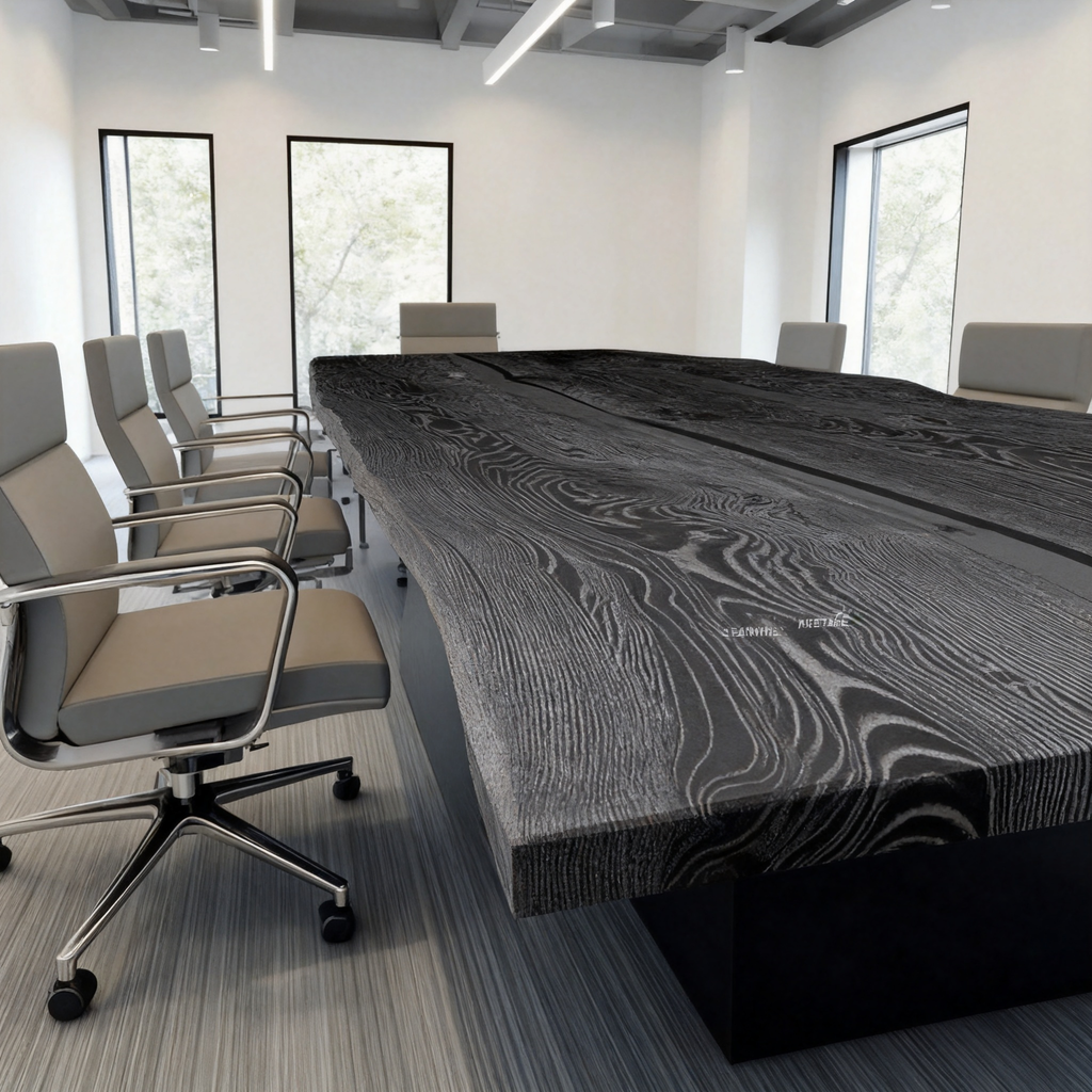 Custom Ash Wood Live Edge Epoxy Conference Table