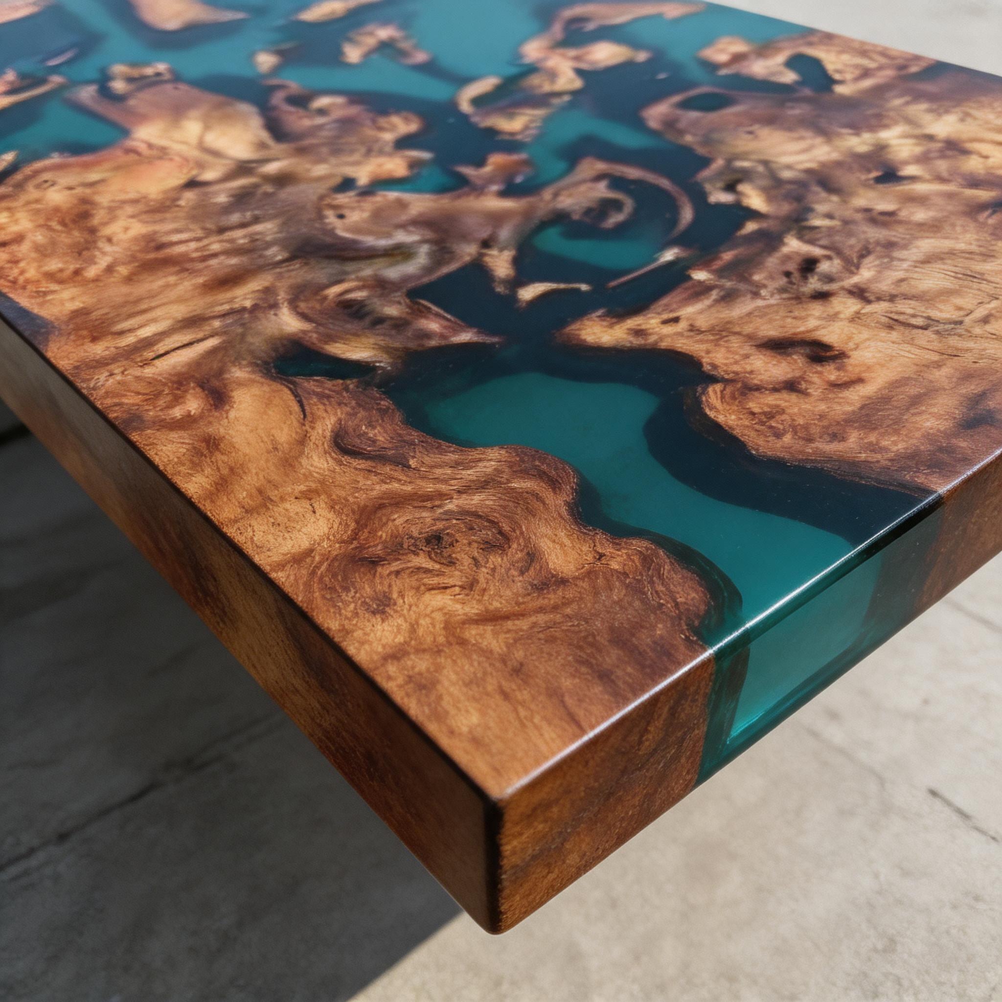 Custom Elegant Cunninghamia Wood Epoxy Dining Table