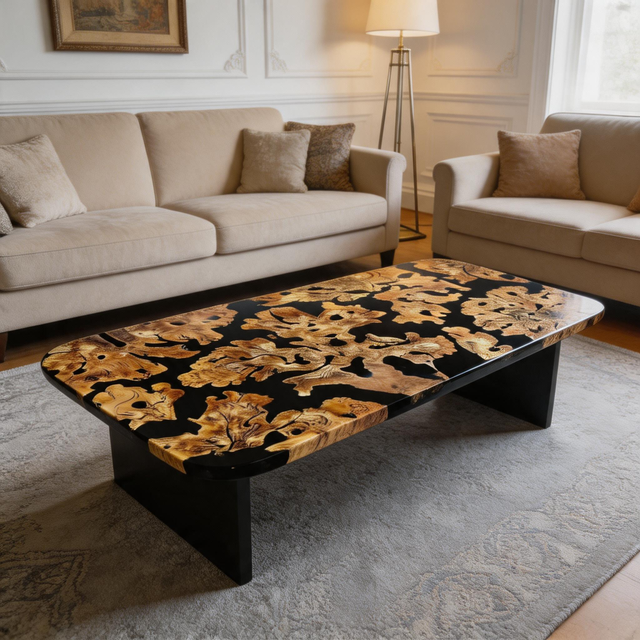 Custom Elegant Cunninghamia Wood Epoxy Dining Table