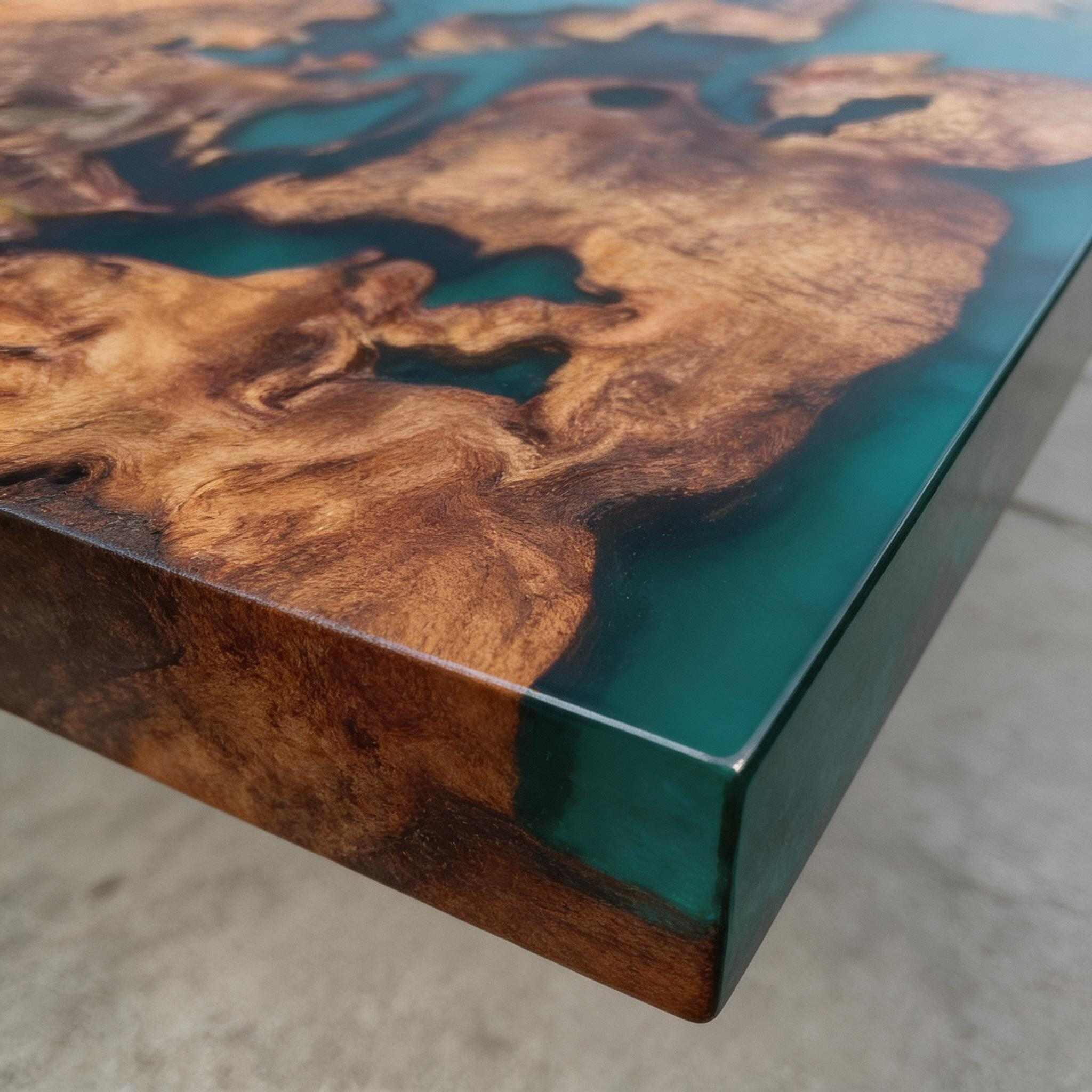 Custom Elegant Cunninghamia Wood Epoxy Dining Table