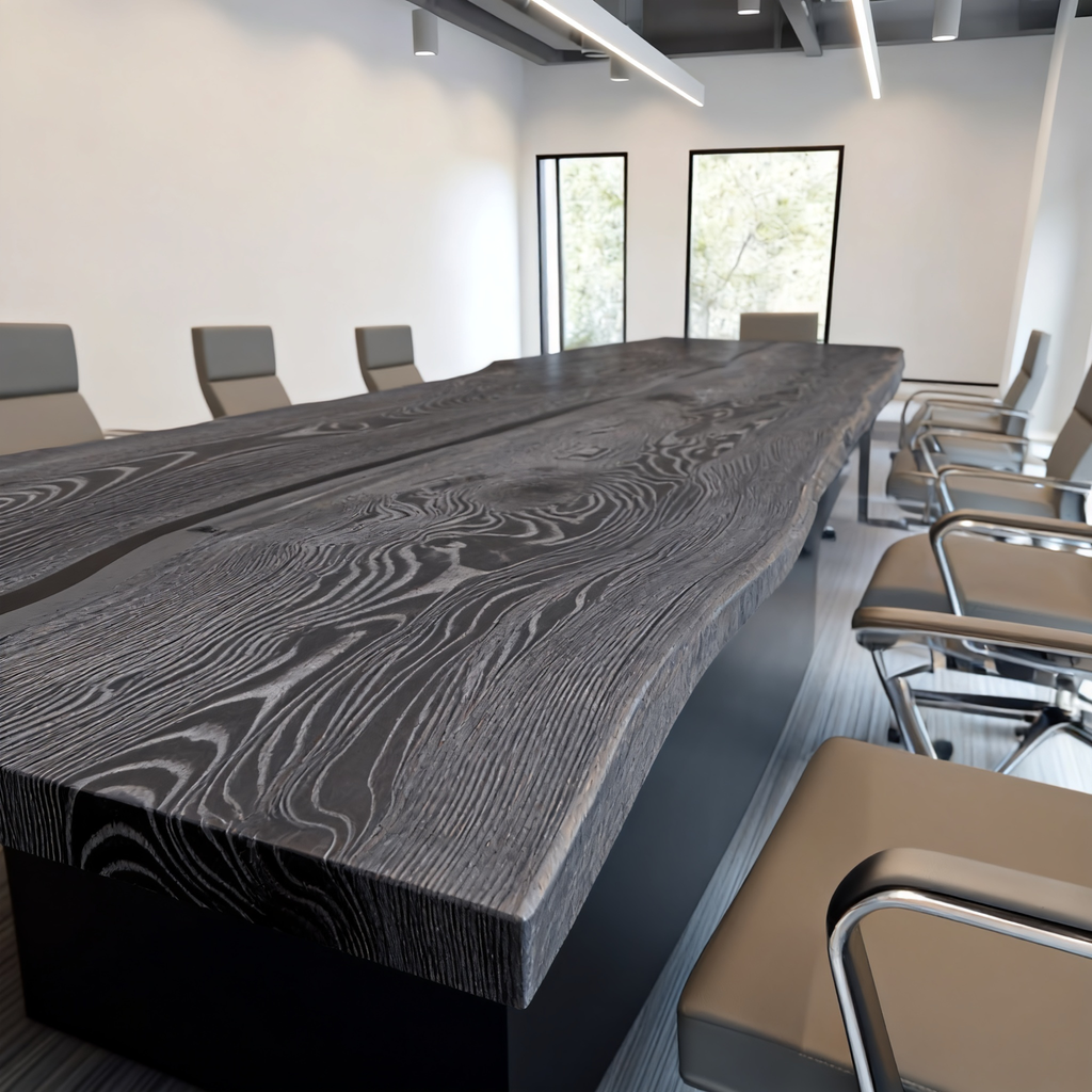 Custom Ash Wood Live Edge Epoxy Conference Table