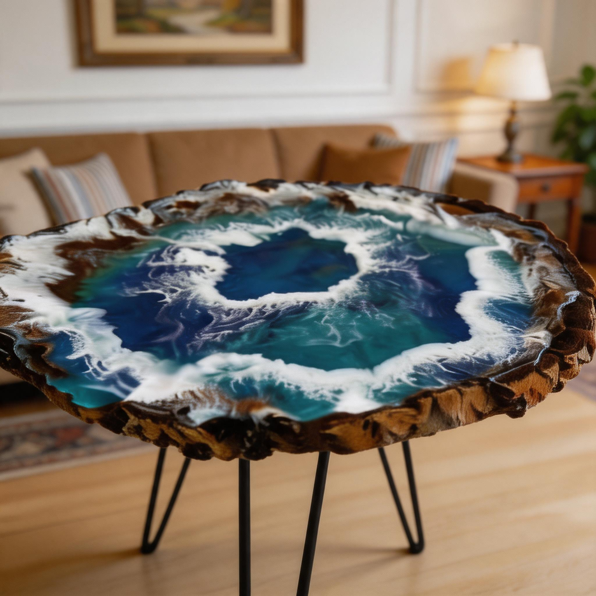 Ocean Walnut Resin Coffee Table