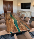 Black Walnut Live Edge Emerald Epoxy River Conference Table