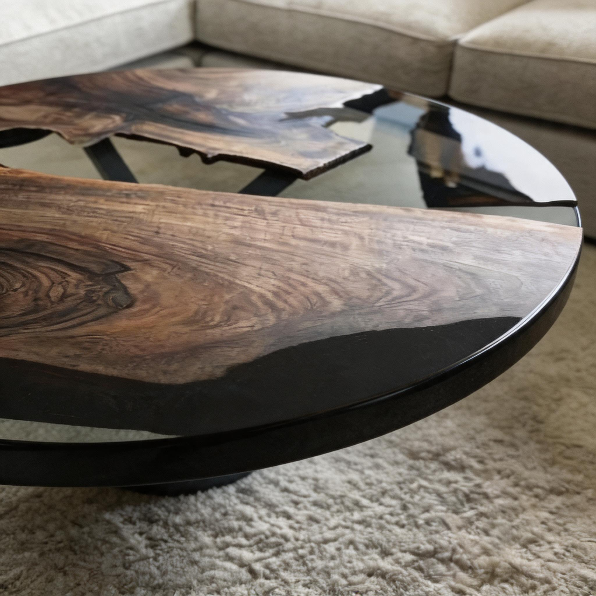 Walnut Round Epoxy Resin Table