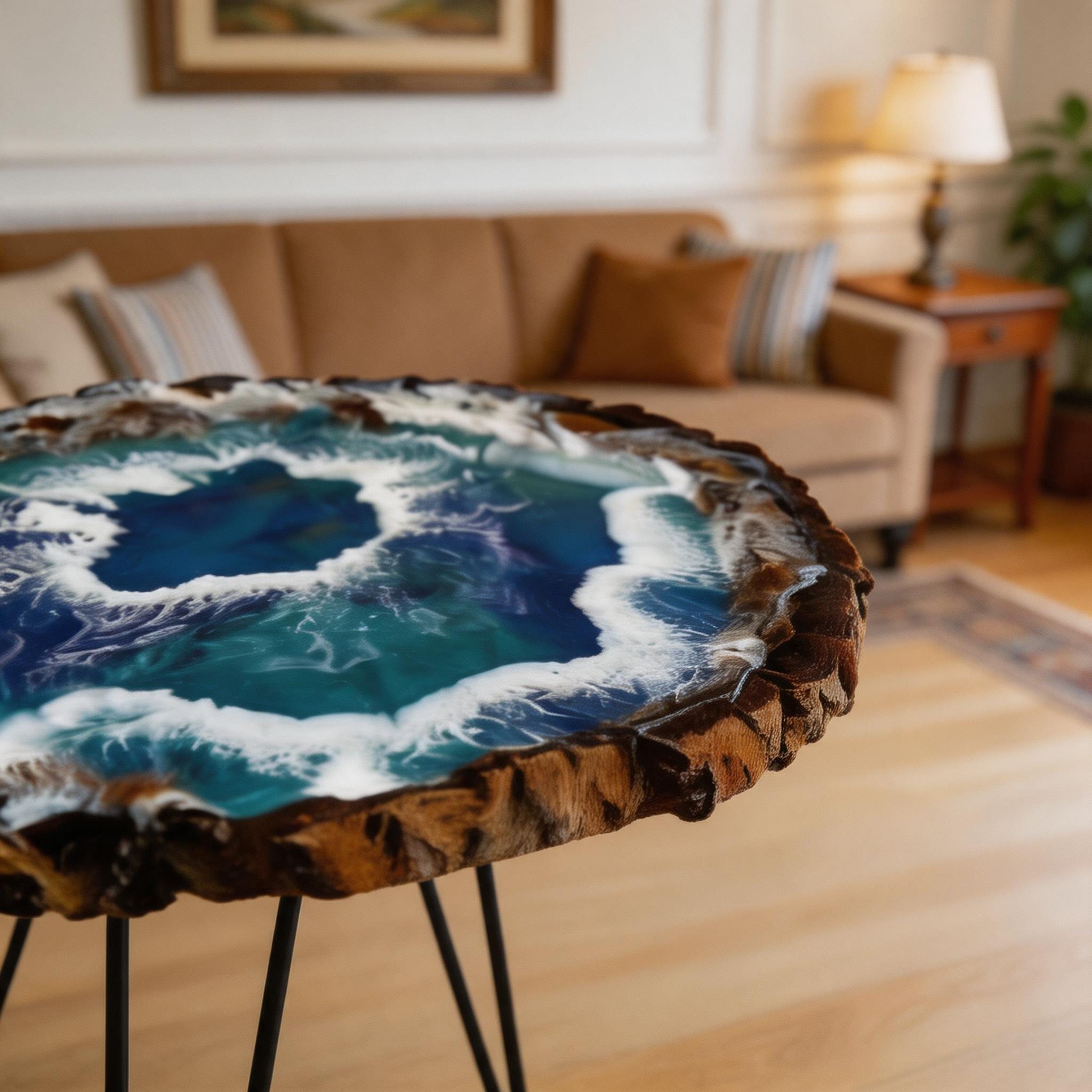 Ocean Walnut Resin Coffee Table