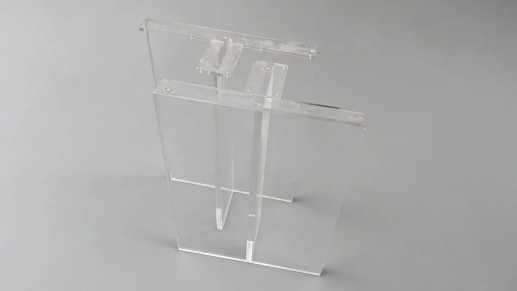 Second view of anti-slip pads applied to acrylic wood table legs