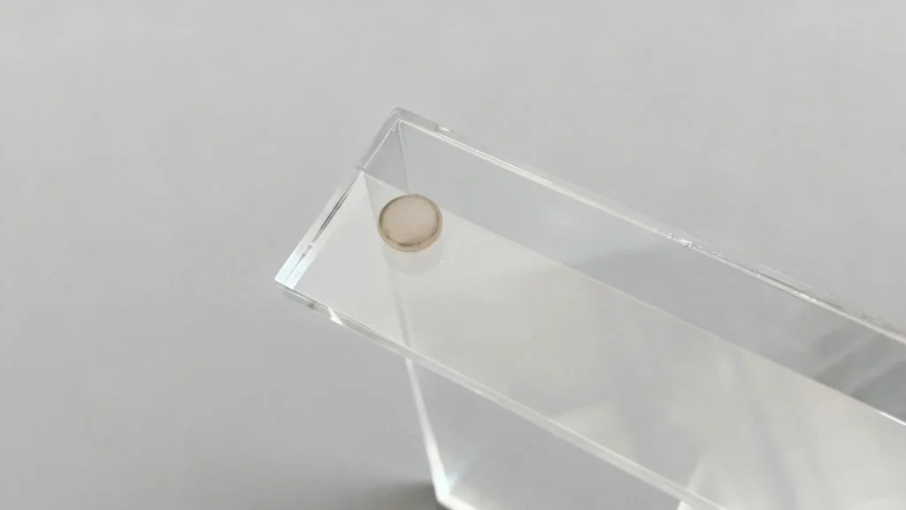 Anti-slip pads being applied to acrylic wood table legs